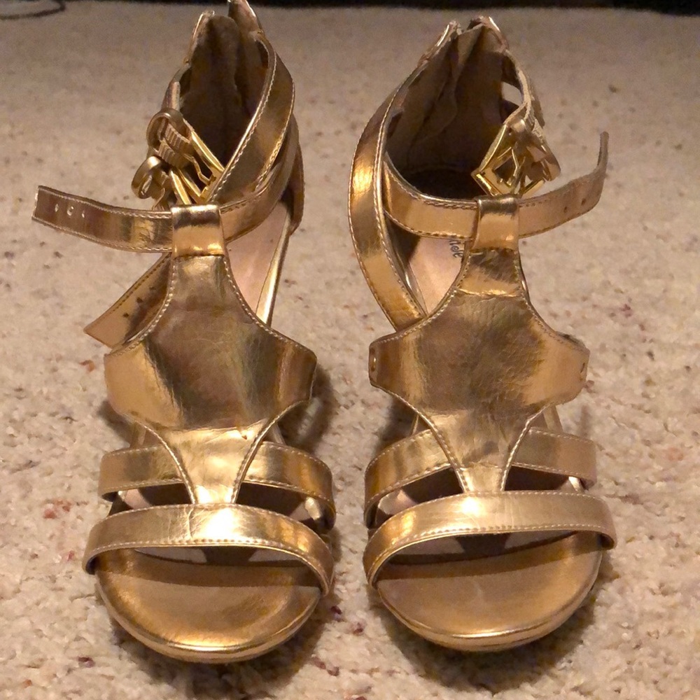 Gold sandal heels